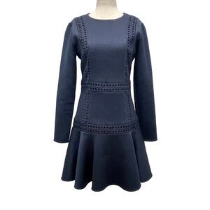 Prose & Poetry Billy Flounce Night Long Sleeve Navy Dress Size Medium